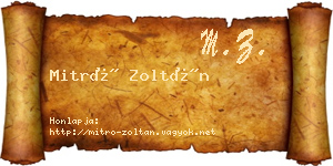 Mitró Zoltán névjegykártya